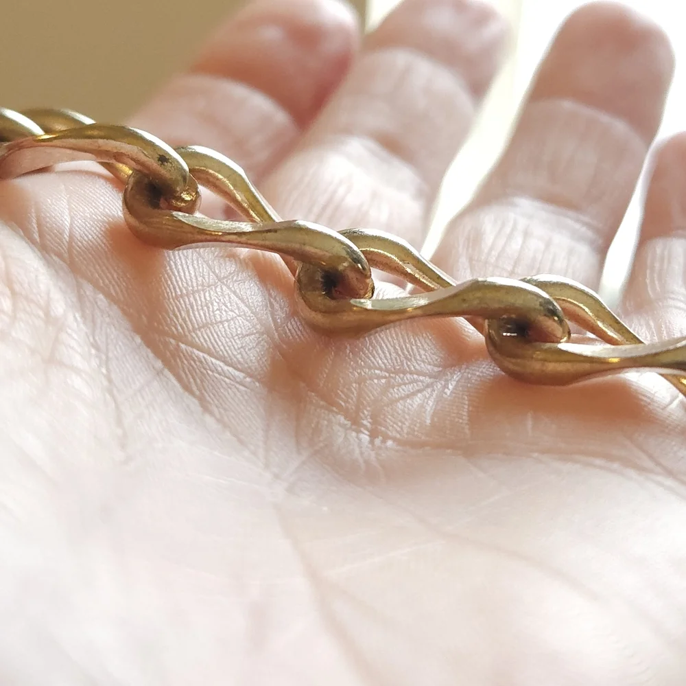 Vintage Gold Tone Chunky Curb Chain Link Bracelet Unisex Bracelet 9